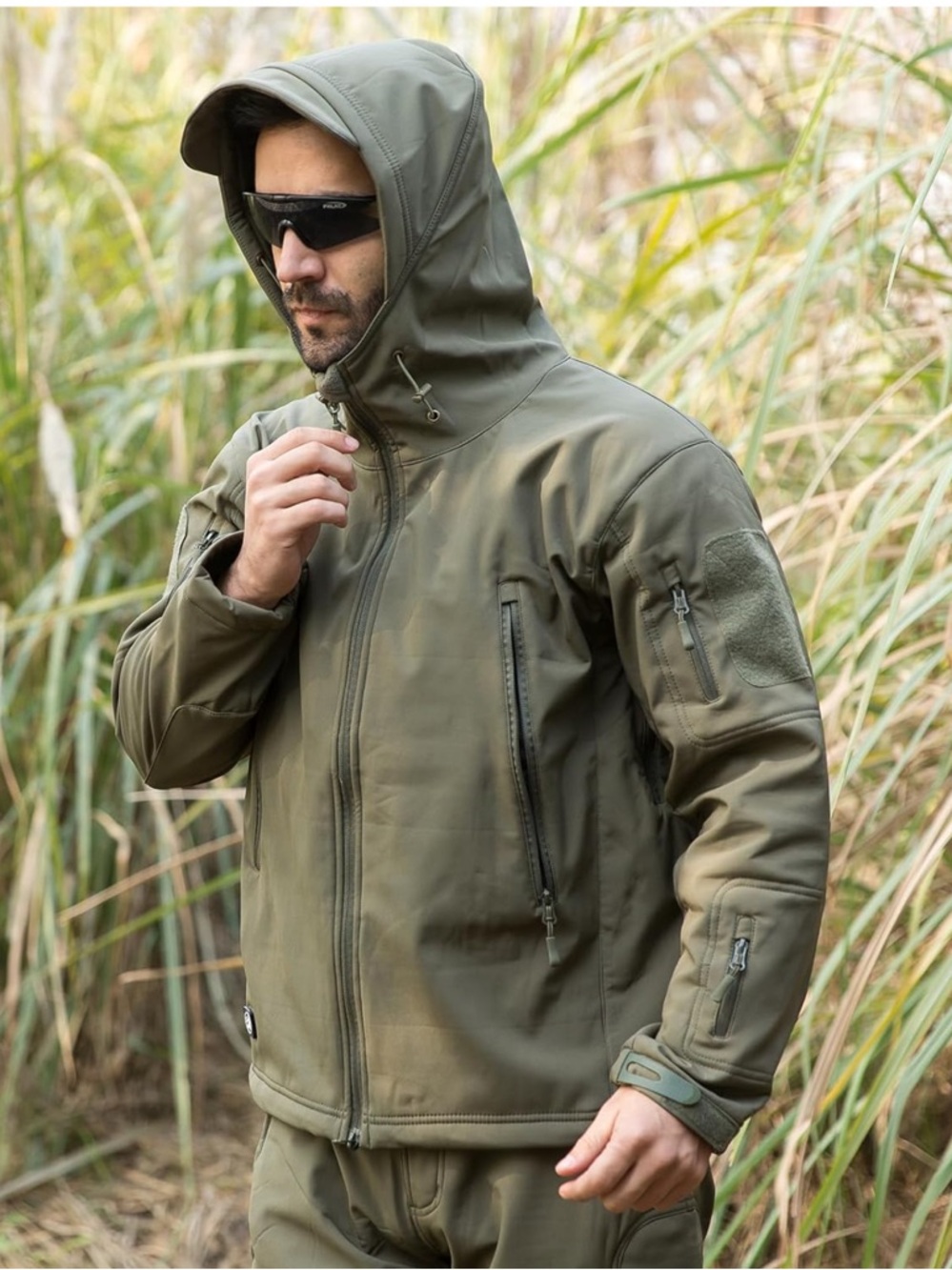 Men's Hooded Tactical Field Jacket - Olive